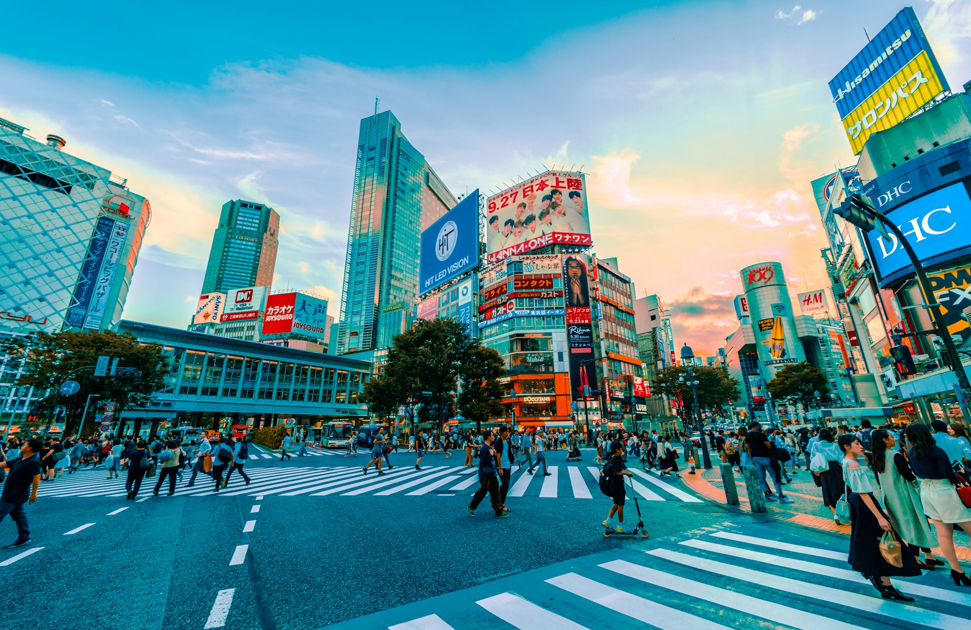 Bright billboards in Shibuya, Tokyo