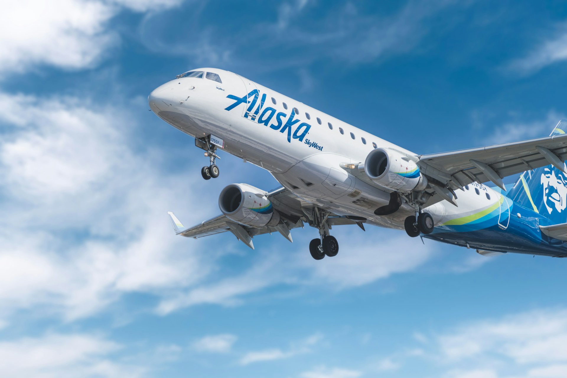 An Alaska Airlines plane in flight