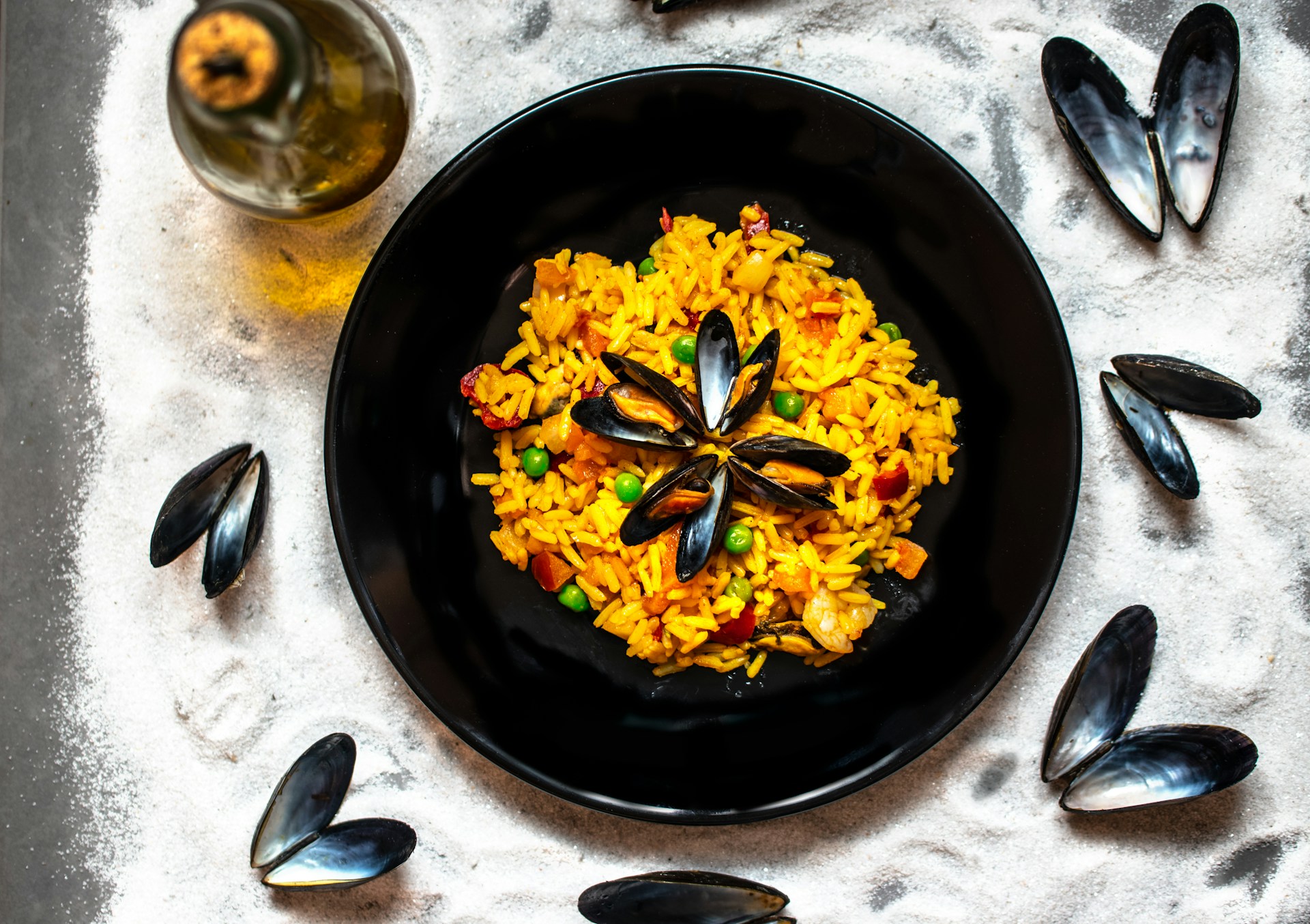 A pan full of paella