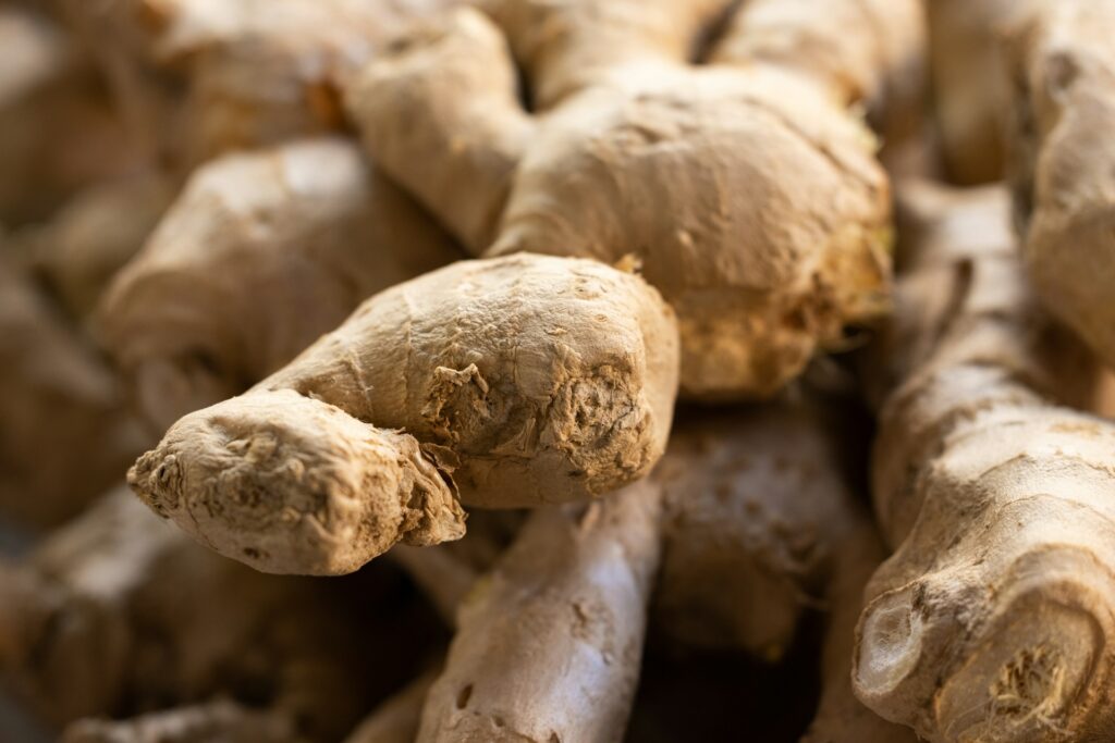 A close up of ginger roots