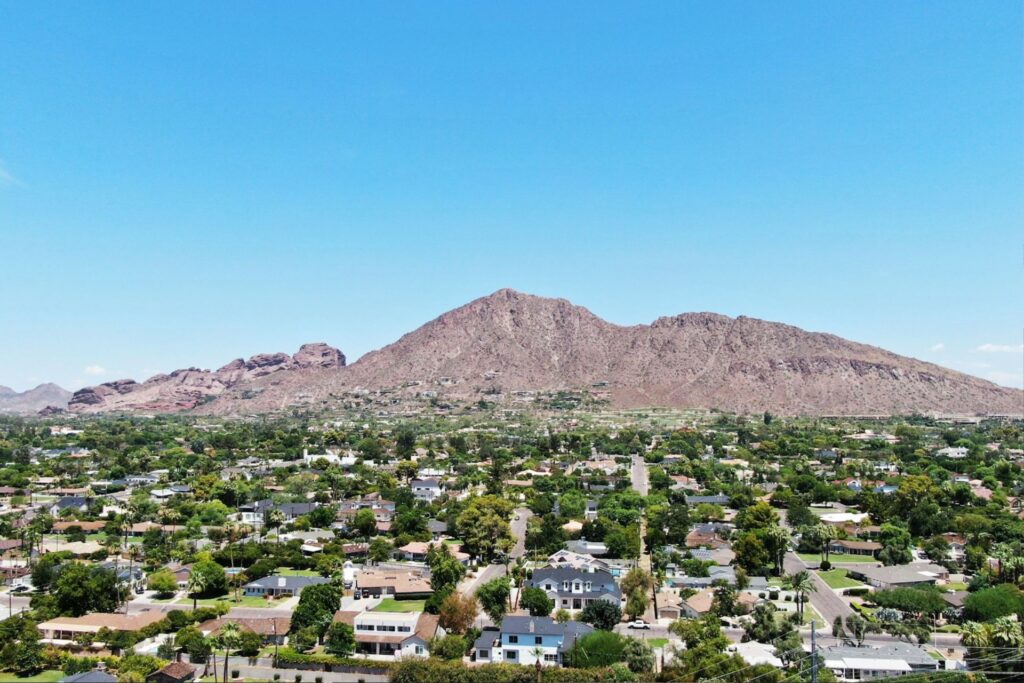 An overhead view of Phoenix, Arizona