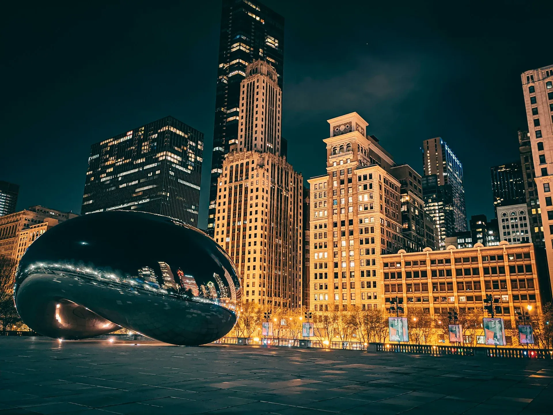 Chicago bean at night