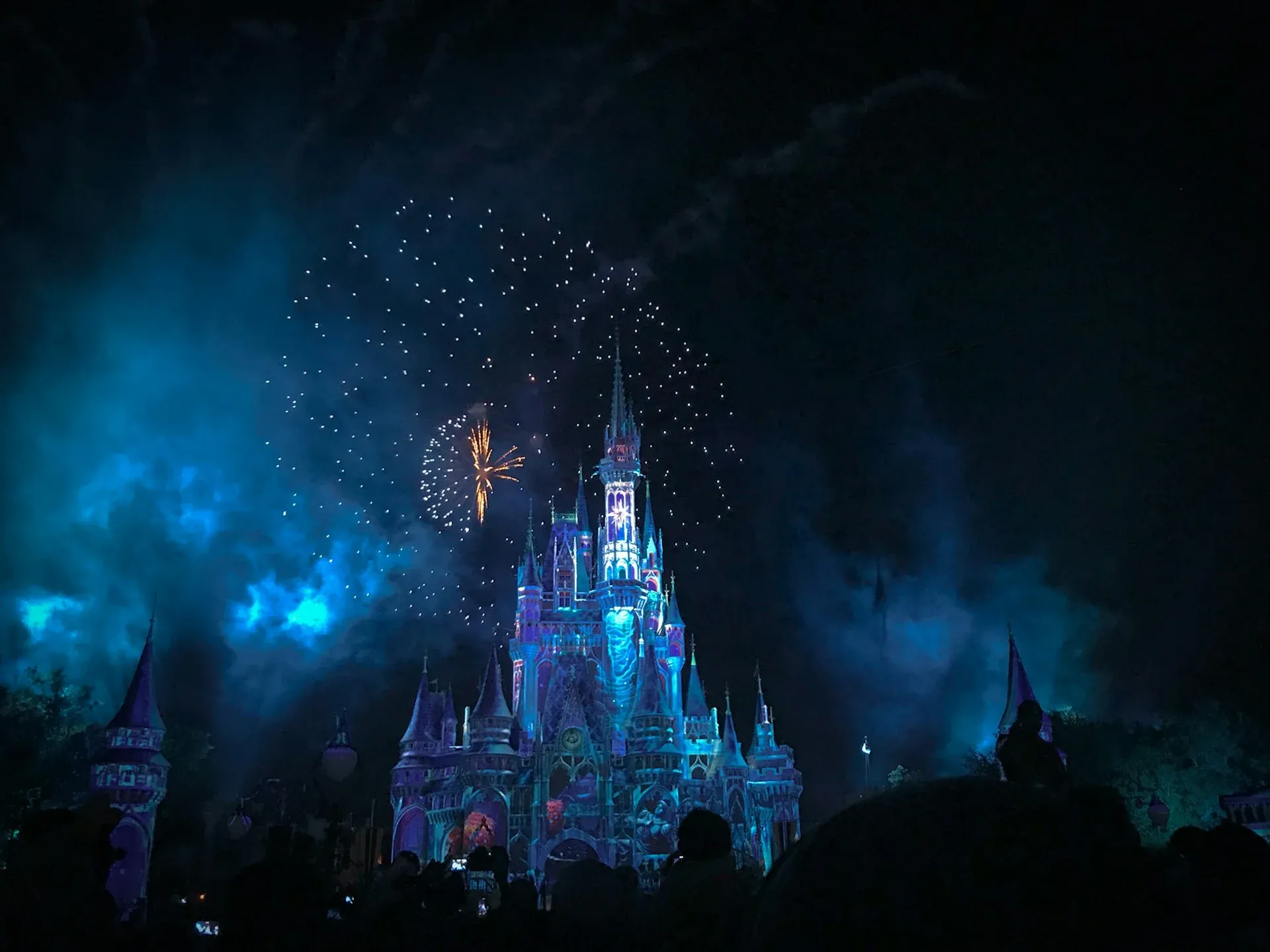 fireworks above a castle