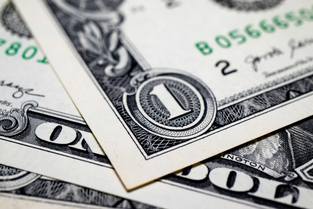 A close up of a dollar bill